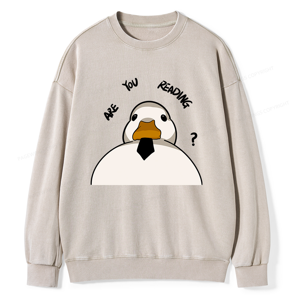 Pagewings Are You Reading Unisex Washed Sweatshirt