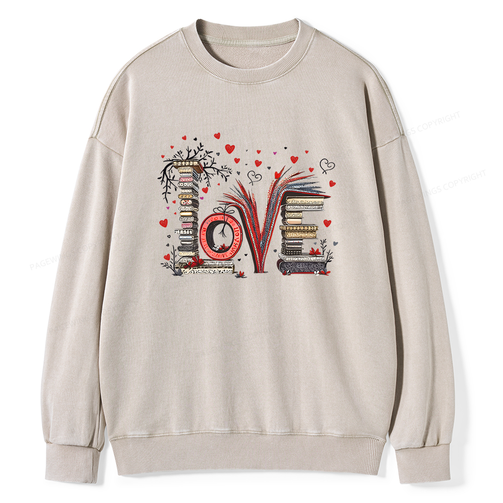 Pagewings Love Books Unisex Washed Sweatshirt