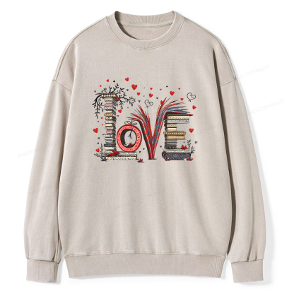 Pagewings Love Books Unisex Washed Sweatshirt