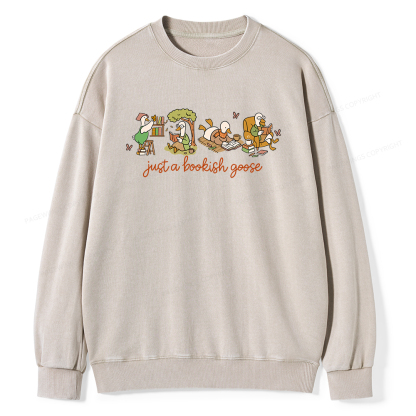 Pagewings Just a Bookish Goose Unisex Washed Sweatshirt