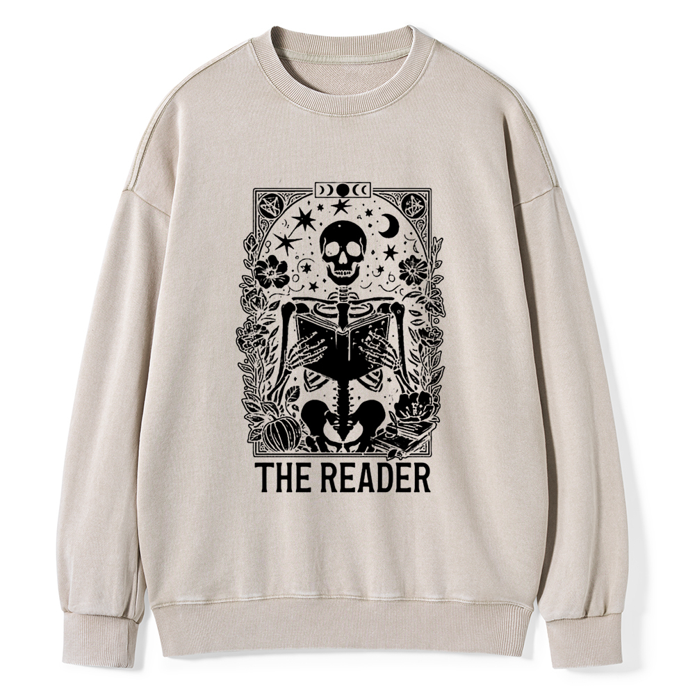 Pagewings The Reader Tarot Card Shirt Unisex Washed Sweatshirt