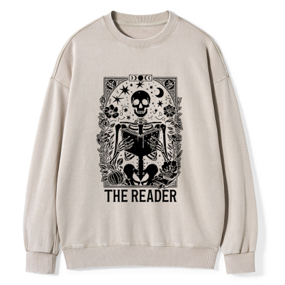 Pagewings The Reader Tarot Card Shirt Unisex Washed Sweatshirt