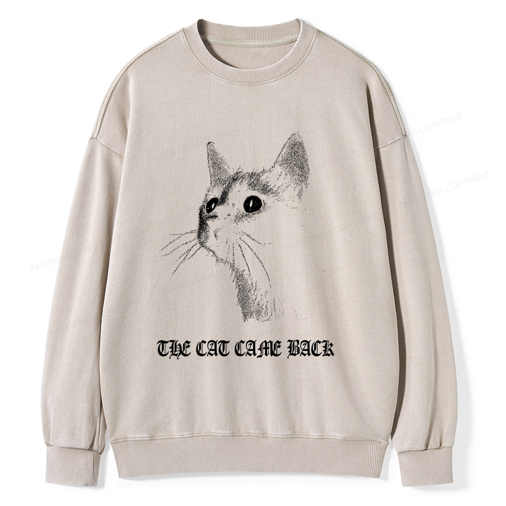 Pagewings The Cat Came Back Unisex Washed Sweatshirt