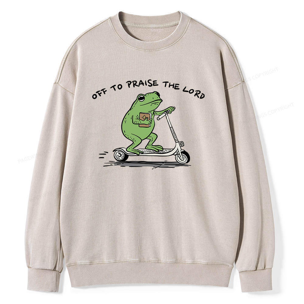 Pagewings Off To Praise The Lord Unisex Washed Sweatshirt