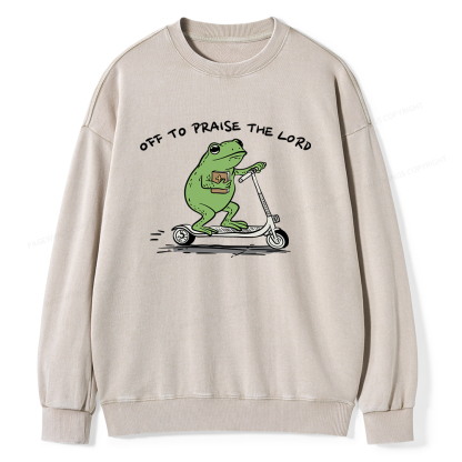 Pagewings Off To Praise The Lord Unisex Washed Sweatshirt