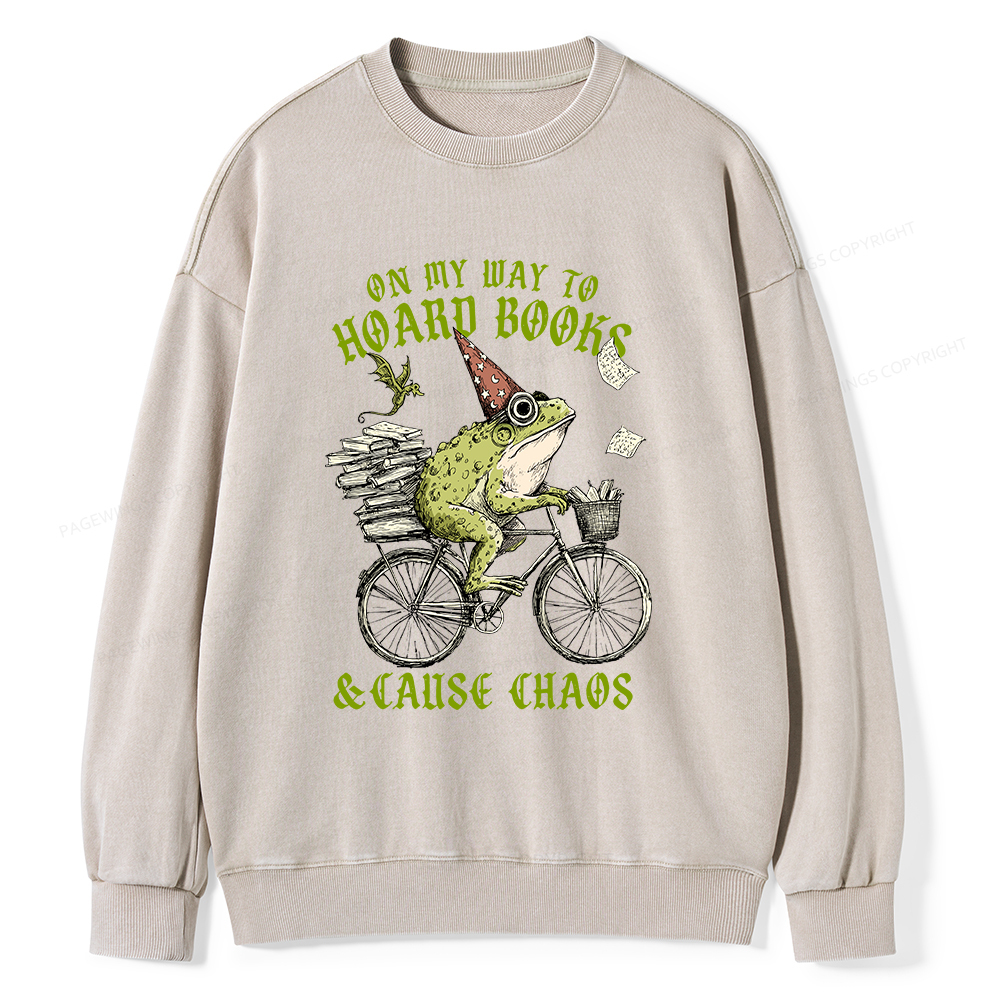 Pagewings On My Way To Hoard Books Unisex Washed Sweatshirt
