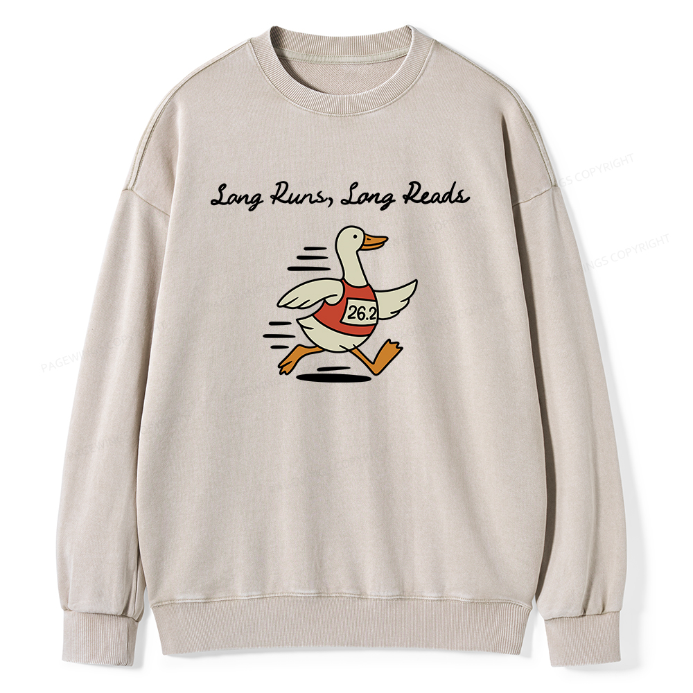 Pagewings Long Runs Long Reads Unisex Washed Sweatshirt