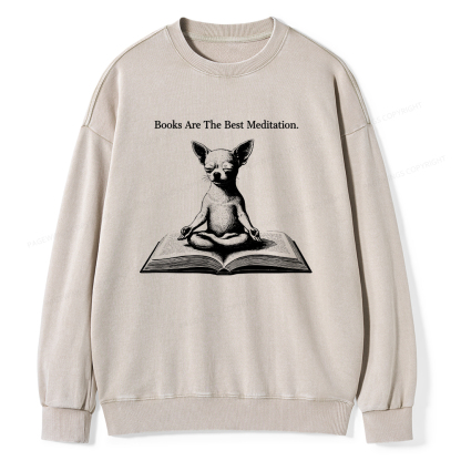 Pagewings Books Are The Best Meditation Unisex Washed Sweatshirt