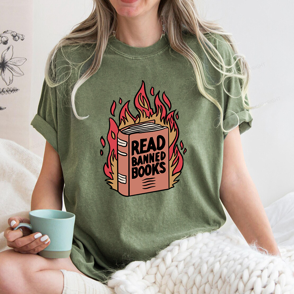Pagewings Read Banned Books Shirt Unisex Washed T-shirt
