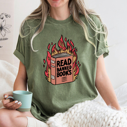 Pagewings Read Banned Books Shirt Unisex Washed T-shirt