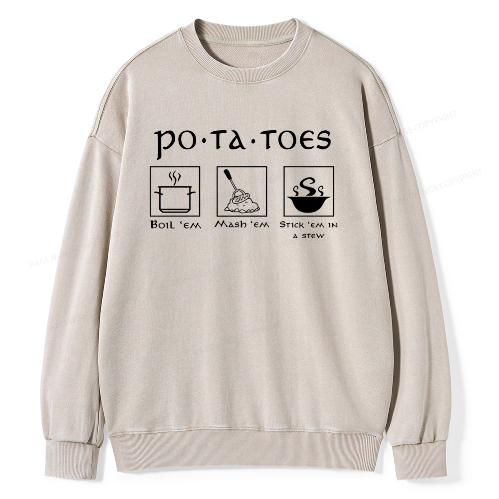 Pagewings Potatoes Unisex Washed Sweatshirt