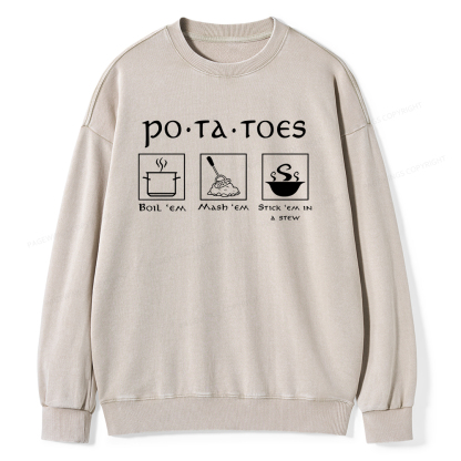 Pagewings Potatoes Unisex Washed Sweatshirt