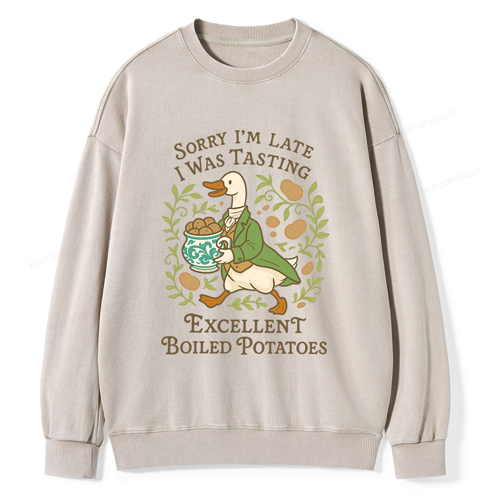 Pagewings Boiled Potatoes Unisex Washed Sweatshirt
