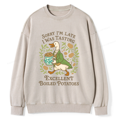Pagewings Boiled Potatoes Unisex Washed Sweatshirt