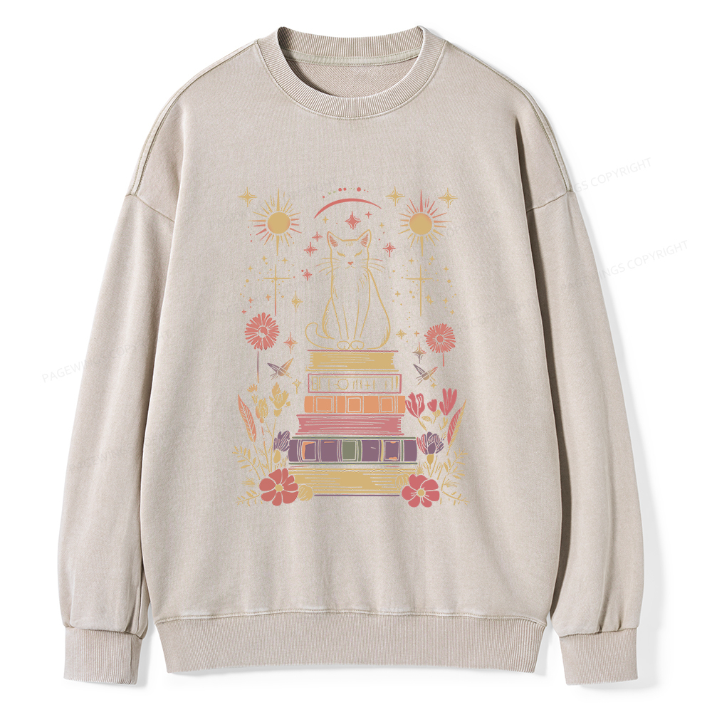 Pagewings Mystical Cat Unisex Washed Sweatshirt