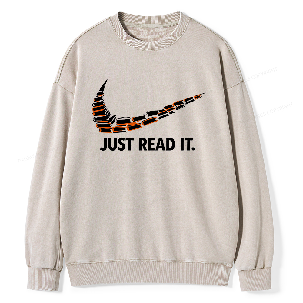 Pagewings Just Read It And Feel Deeply Unisex Washed Sweatshirt