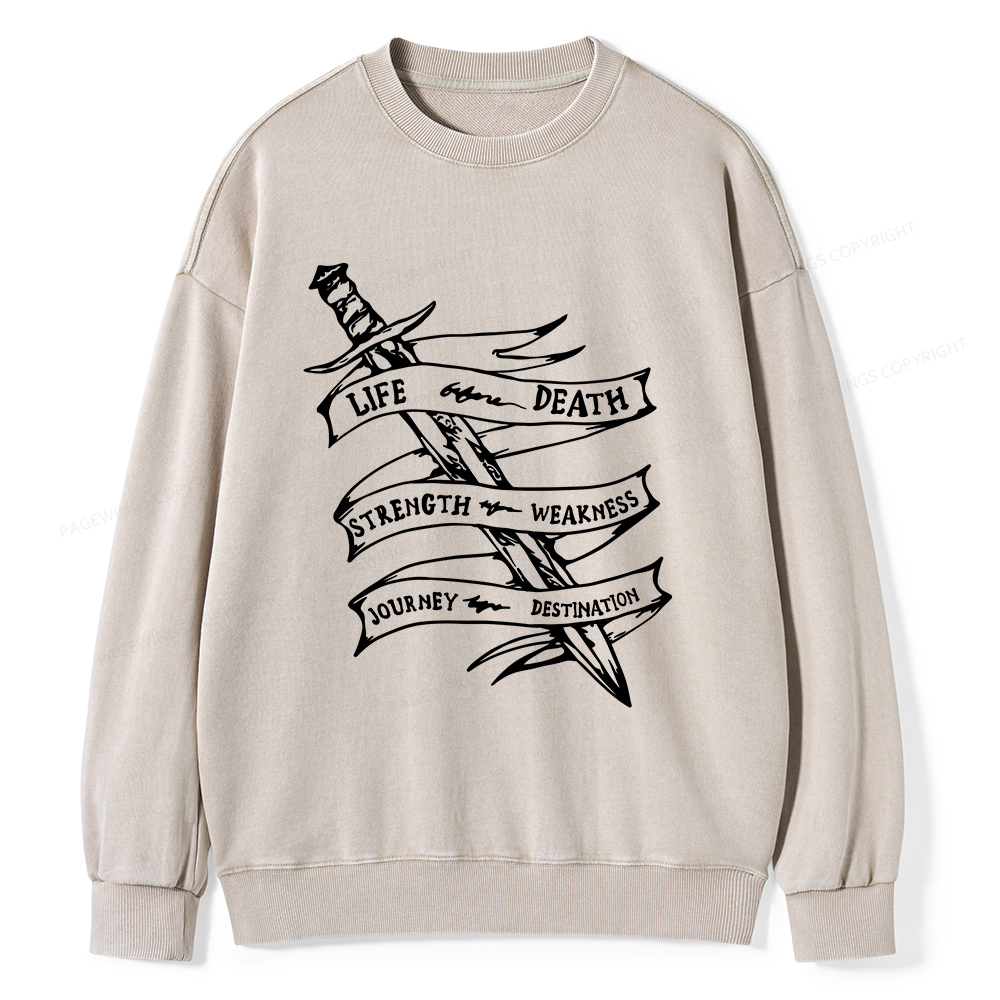 Pagewings Life Before Death Unisex Washed Sweatshirt