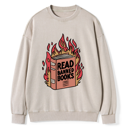 Pagewings Read Banned Books Shirt Unisex Washed Sweatshirt