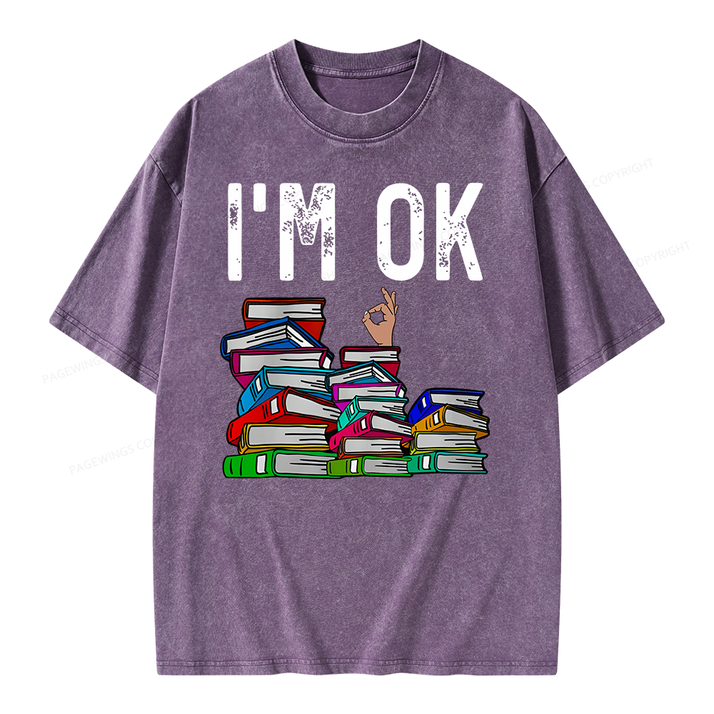 Pagewings Librarian Book Reader Funny Book Lover T Shirts Unisex Washed T-shirt