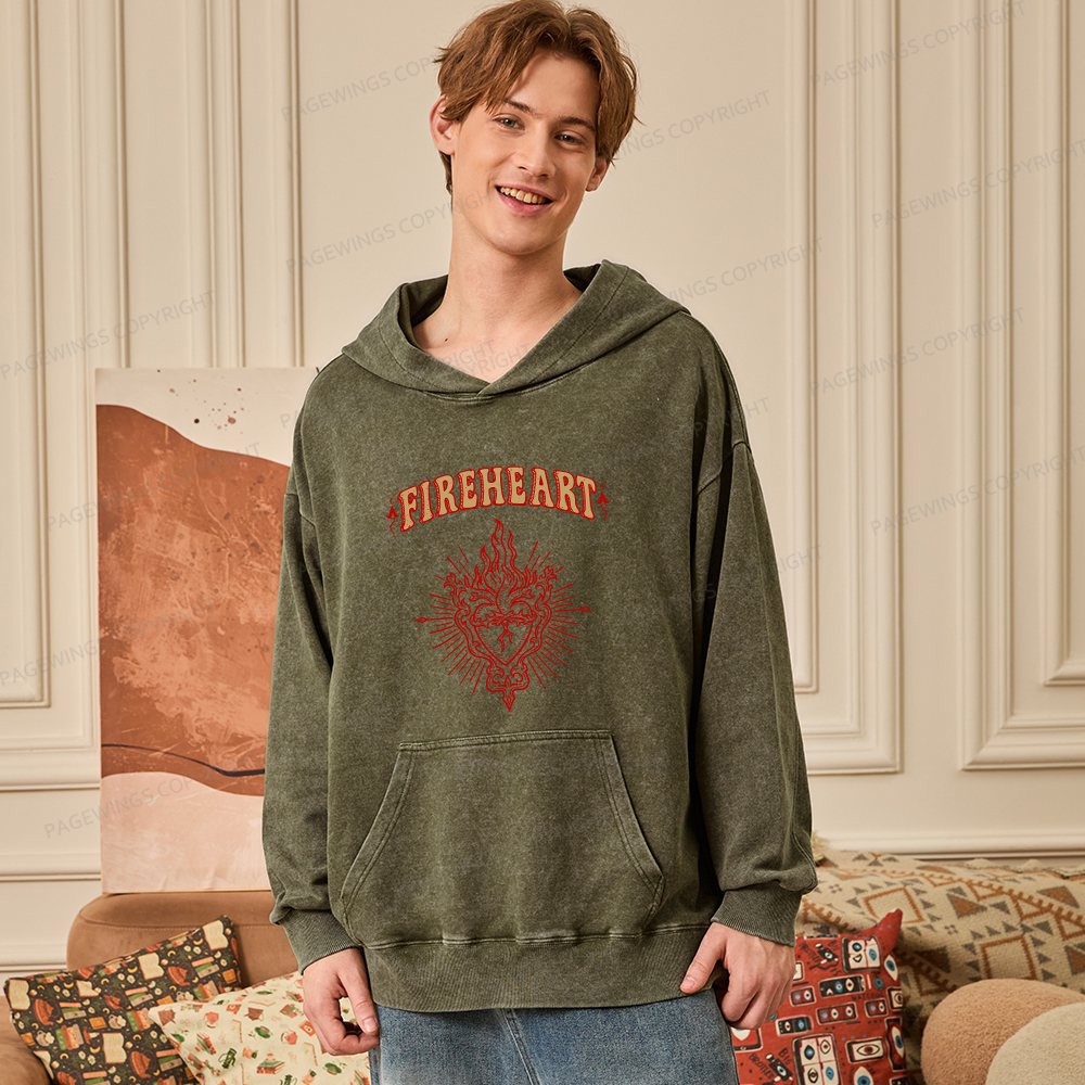 Pagewings Fireheart Unisex Washed Hoodie