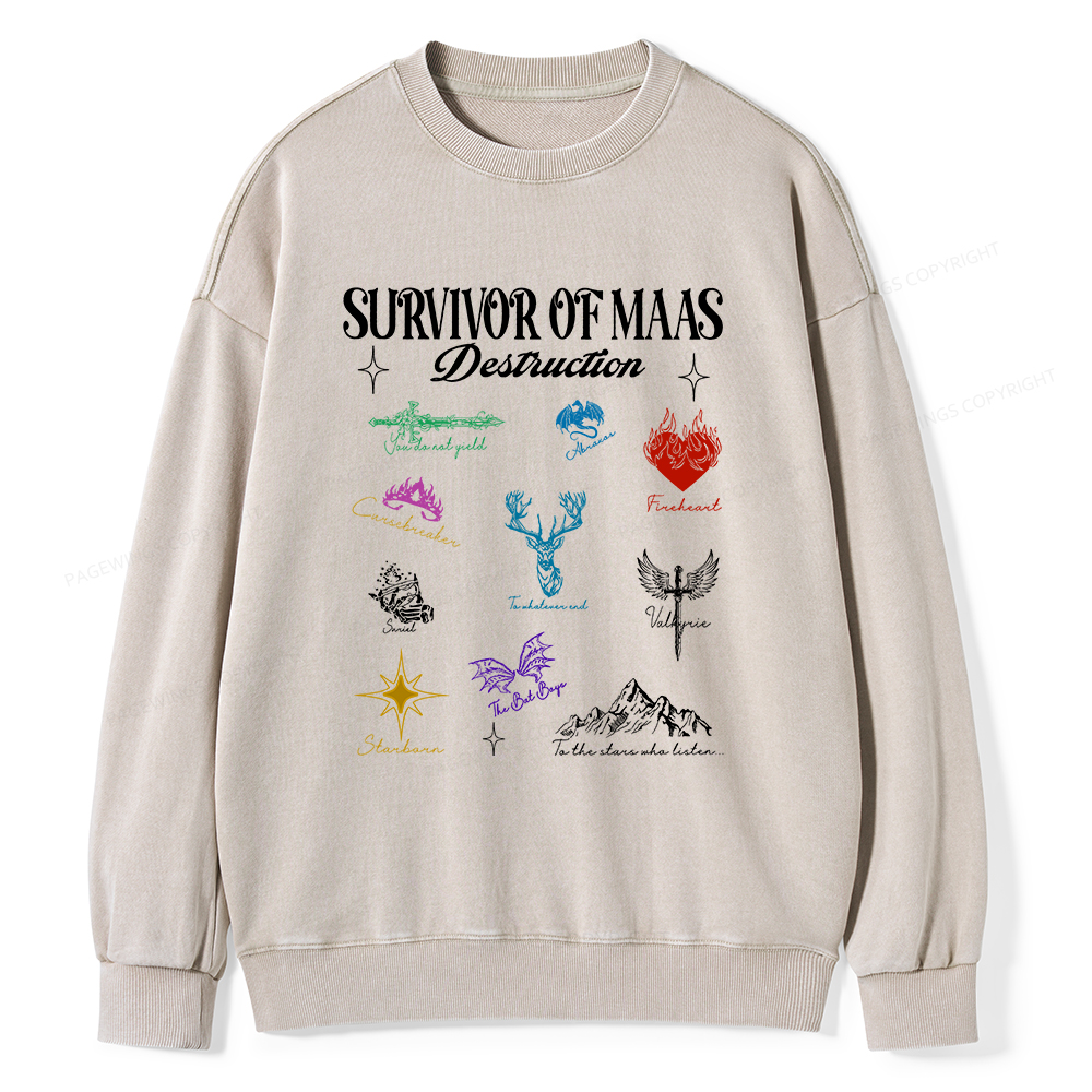 Pagewings Survivor of Maas Unisex Washed Sweatshirt