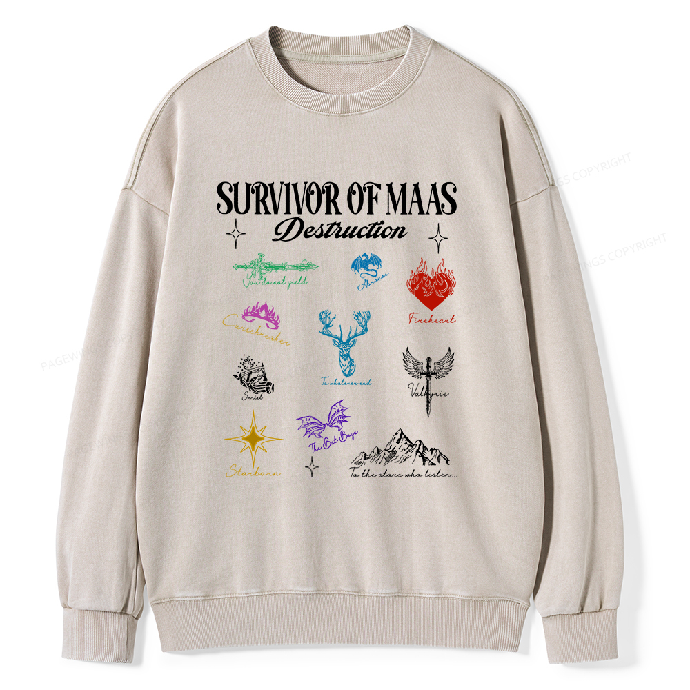 Pagewings Survivor of Maas Unisex Washed Sweatshirt