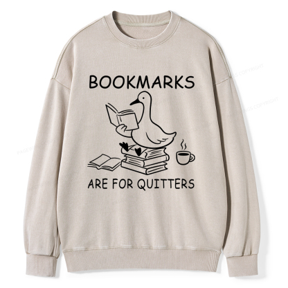 Pagewings Bookmarks Are For Quitters Unisex Washed Sweatshirt