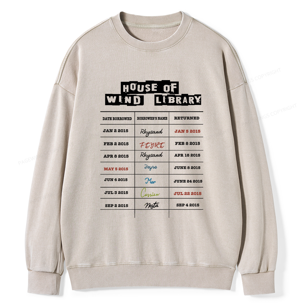 Pagewings House Of Wind Library Unisex Washed Sweatshirt