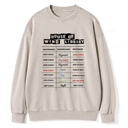 Pagewings House Of Wind Library Unisex Washed Sweatshirt