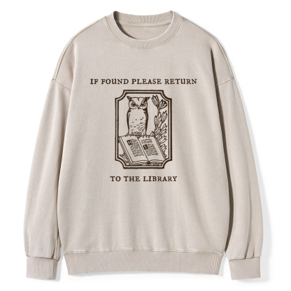 Pagewings Librarian Gift Owl Book Shirt Unisex Washed Sweatshirt