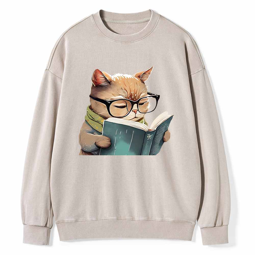 Pagewings Animals Reading Books Unisex Washed Sweatshirt