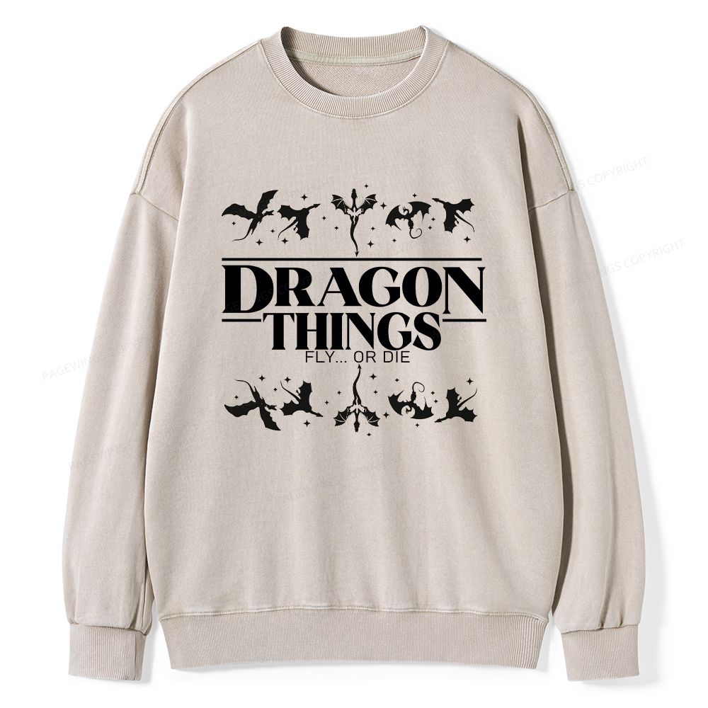Pagewings Dragon Things Fly Unisex Washed Sweatshirt