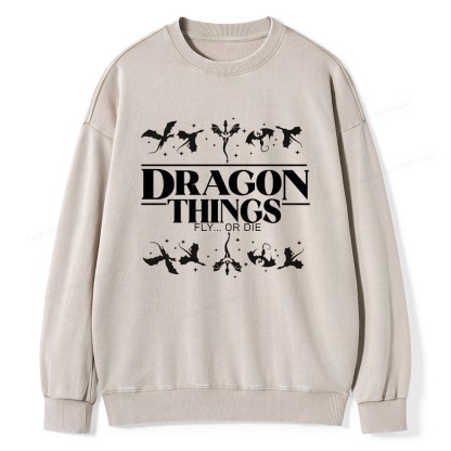 Pagewings Dragon Things Fly Unisex Washed Sweatshirt