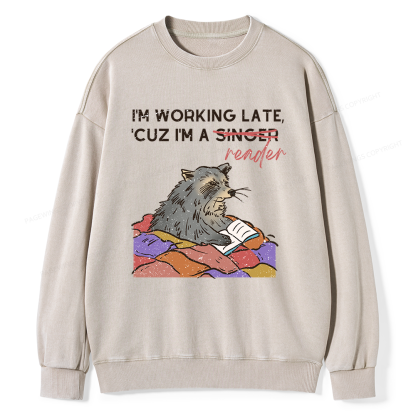 Pagewings I'm Working Late Unisex Washed Sweatshirt