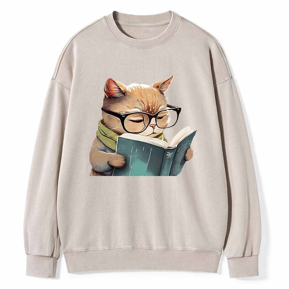 Pagewings Animals Reading Books Unisex Washed Sweatshirt