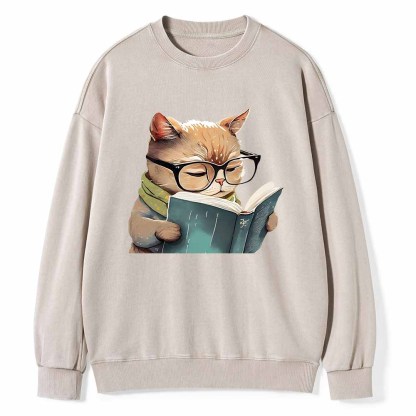 Pagewings Animals Reading Books Unisex Washed Sweatshirt