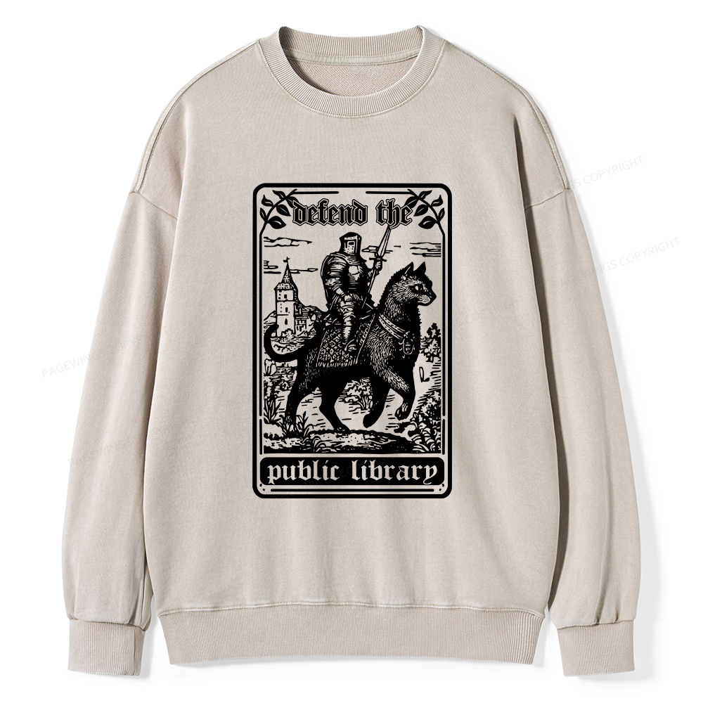 Pagewings Defend The Public Libraries Unisex Washed Sweatshirt