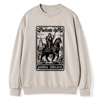 Pagewings Defend The Public Libraries Unisex Washed Sweatshirt