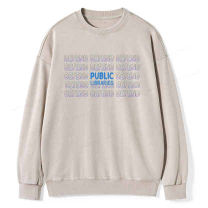 Pagewings Defend The Public Libraries Unisex Washed Sweatshirt