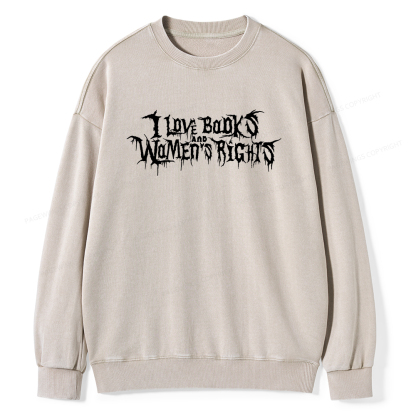 Pagewings I Love Books And Women's Rights Unisex Washed Sweatshirt