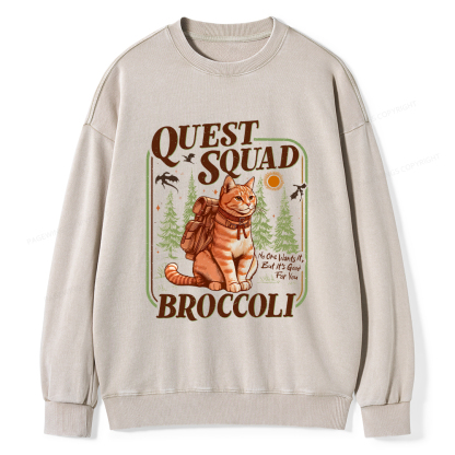 Pagewings Quest Squad Broccoli Unisex Washed Sweatshirt