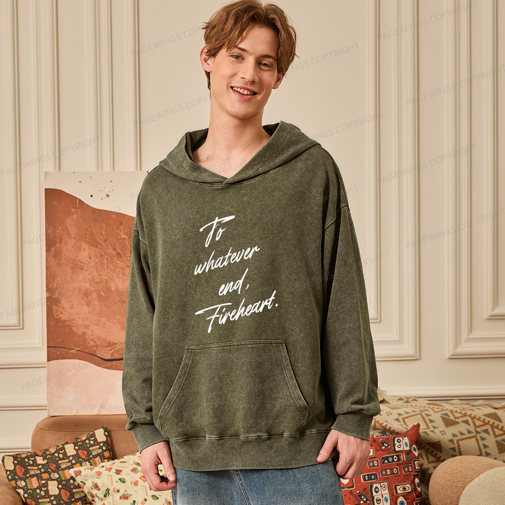 Pagewings To Whatever End Fireheart Unisex Washed Hoodie