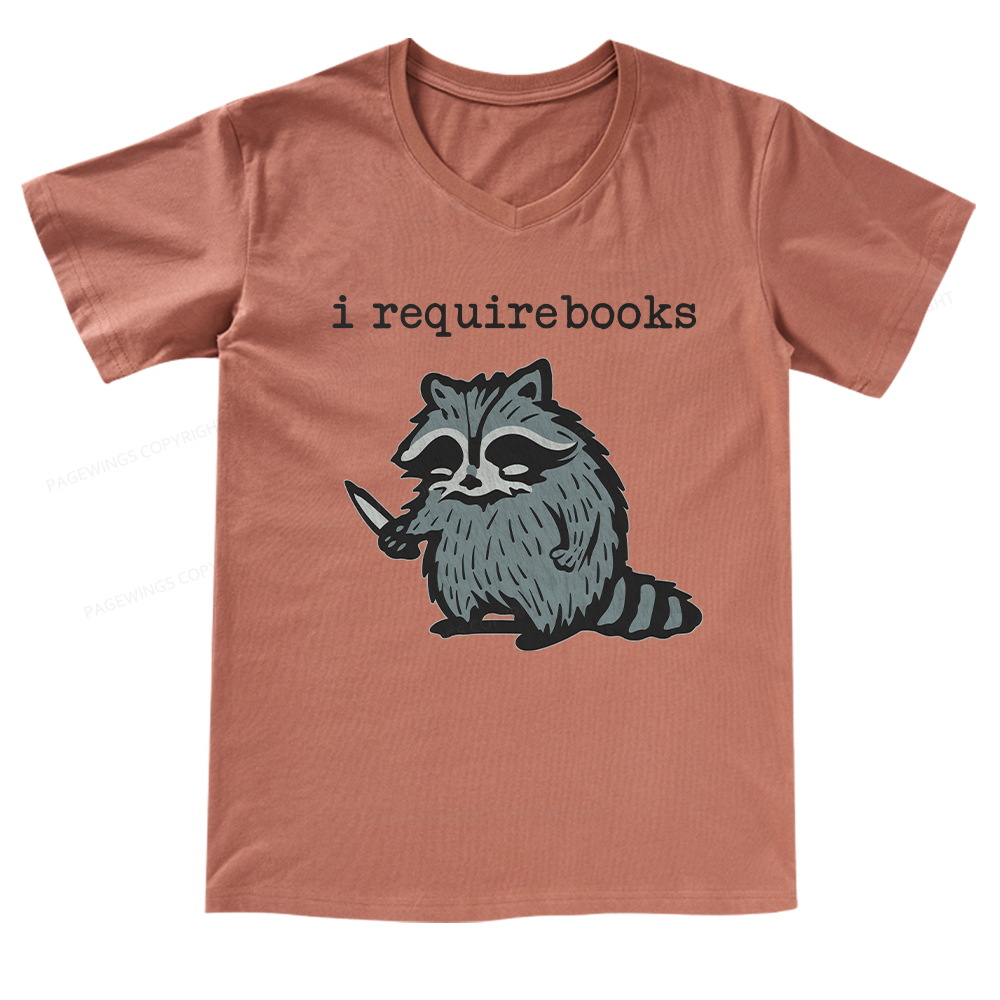 Pagewings I Require Books V-neck T-shirt