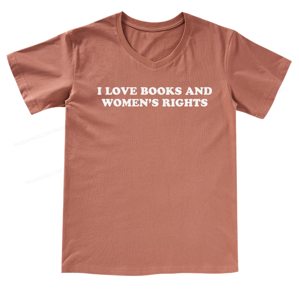 Pagewings I Love Books And Women's Rights V-neck T-shirt