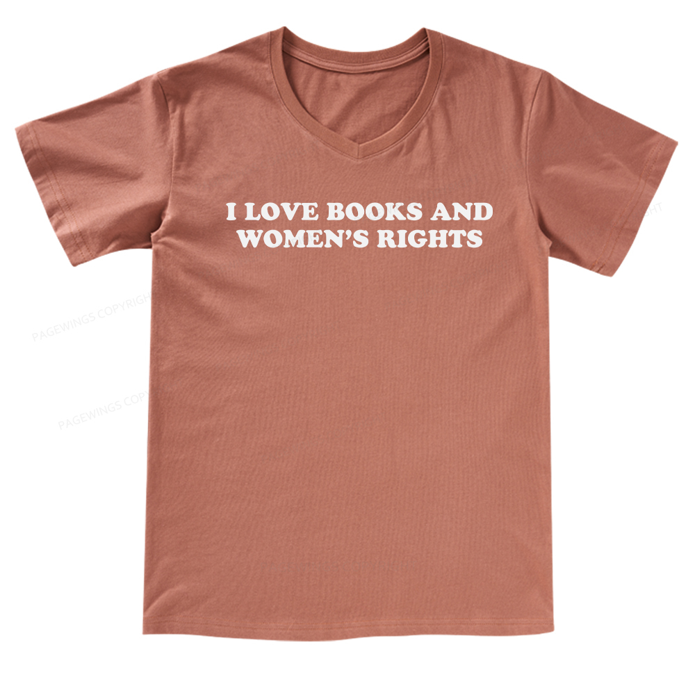 Pagewings I Love Books And Women's Rights V-neck T-shirt