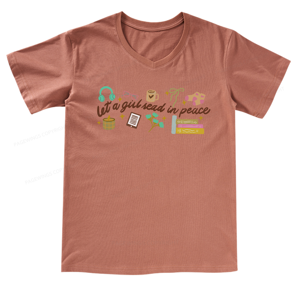 Pagewings Let a Girl Read in Peace V-neck T-shirt