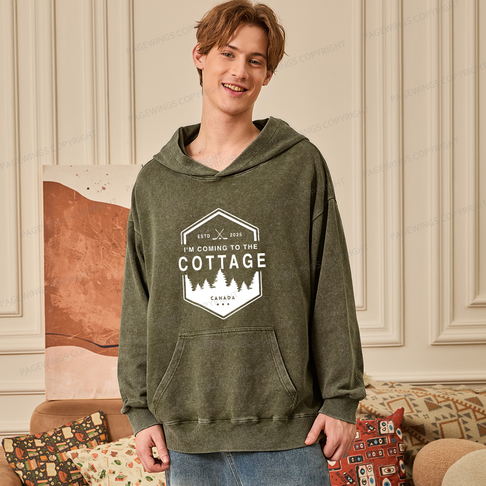 Pagewings Coming To The Cottage Unisex Washed Hoodie