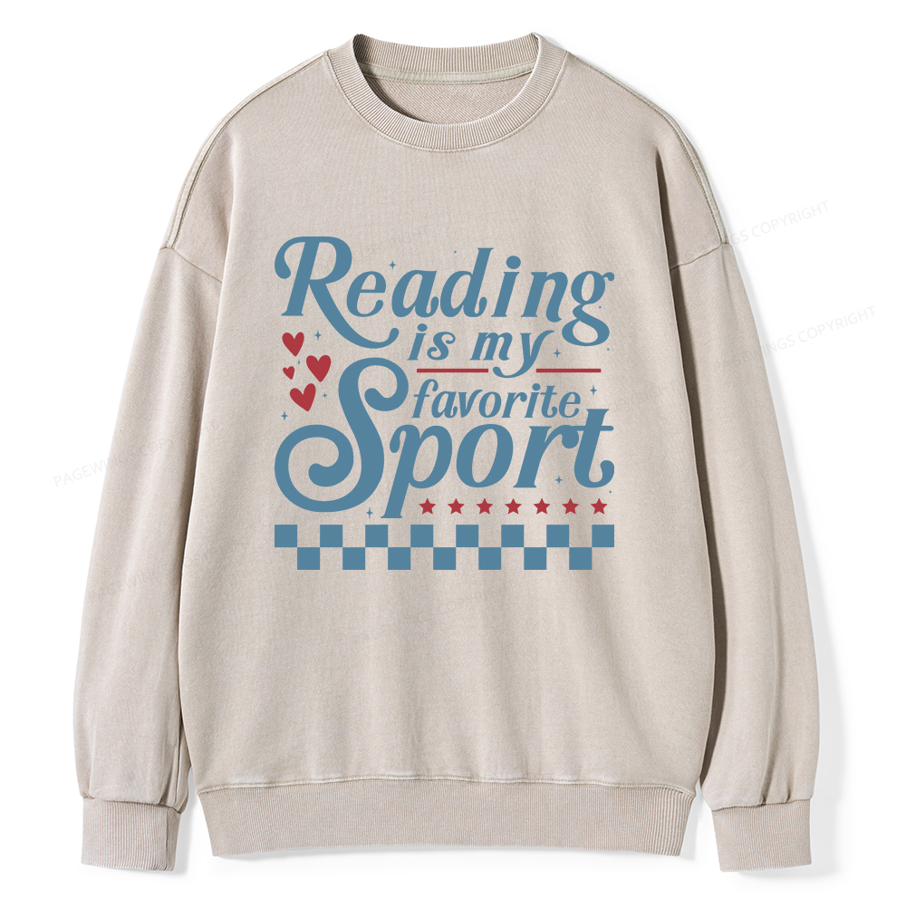 Pagewings Reading Is My Favorite Sport Unisex Washed Sweatshirt