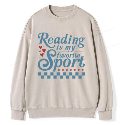Pagewings Reading Is My Favorite Sport Unisex Washed Sweatshirt
