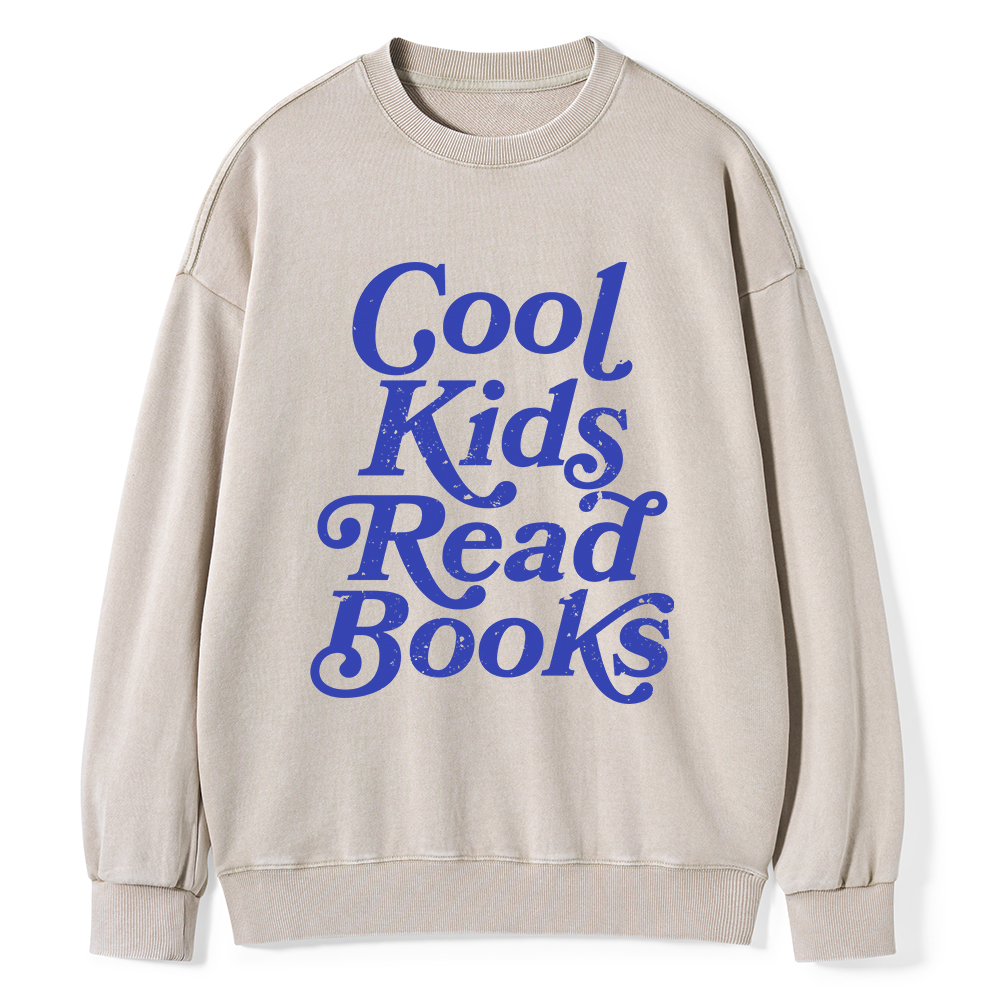 Pagewings Cool Kids Read Books Unisex Washed Sweatshirt
